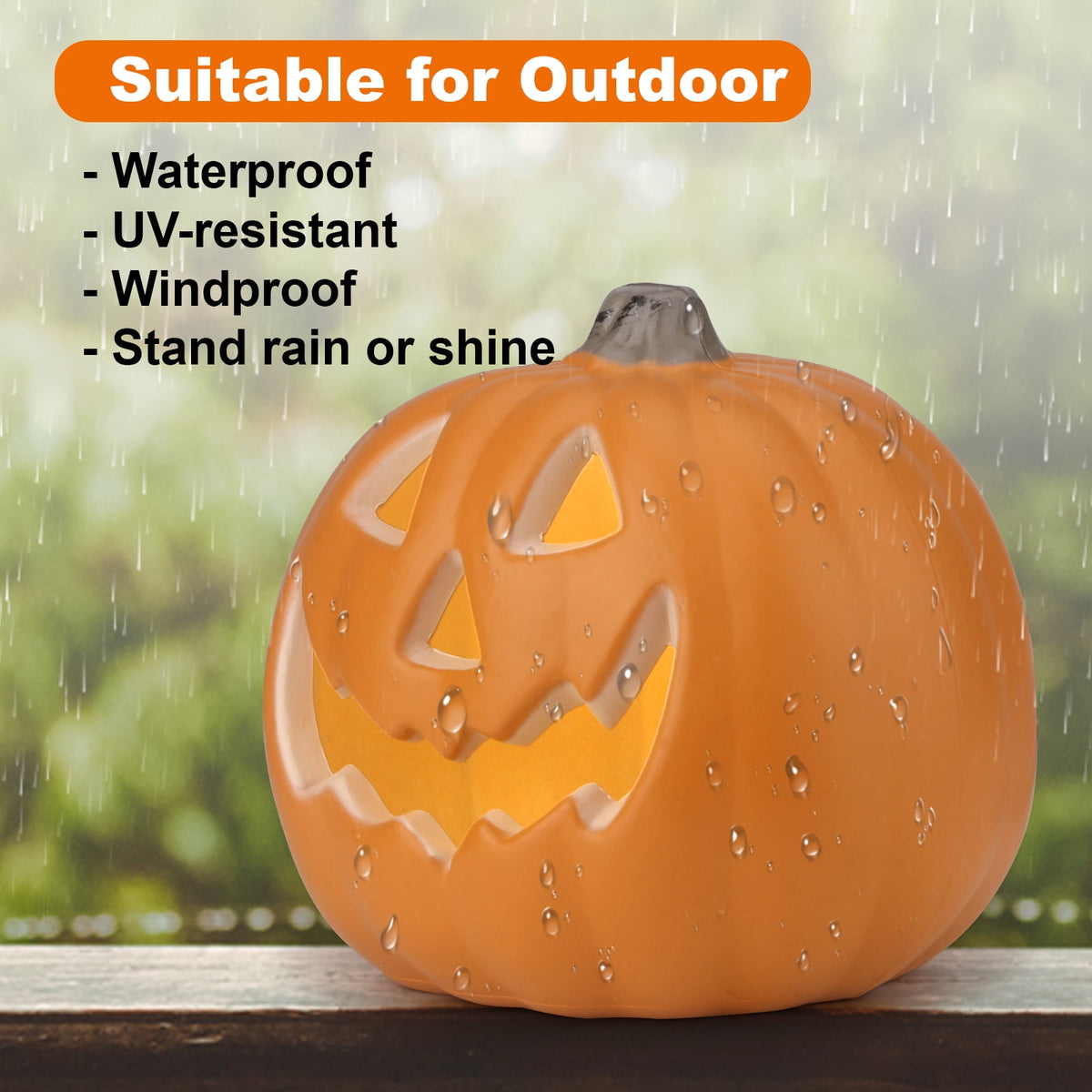Gamexcel 10" + 14" Pre-Lit Jack O'Lanterns - Indoor/Outdoor Halloween Decorations for Party & Home, Lighted Pumpkin, 2 Pack, Orange
