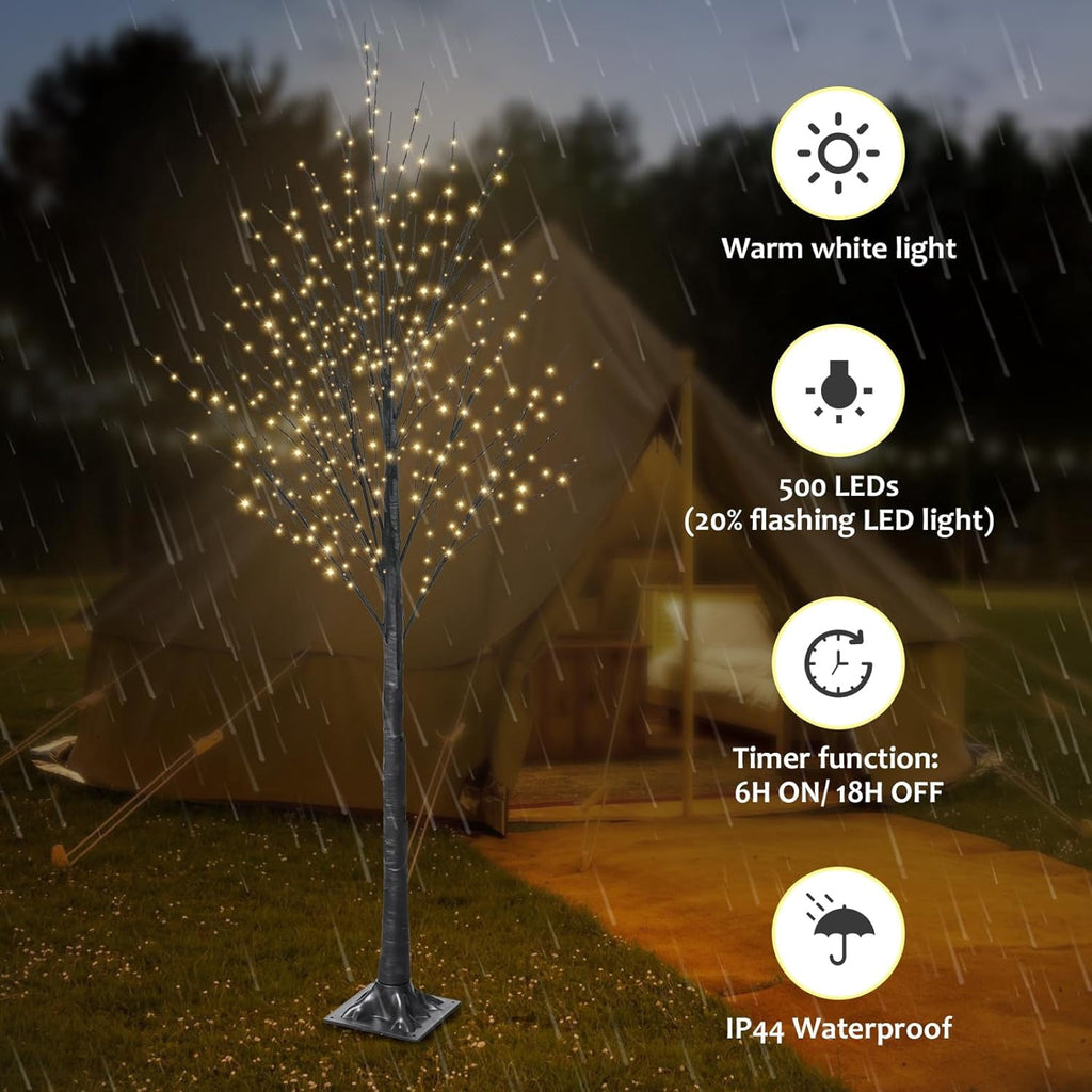7FT Lighted Twig Tree, 600 Warm White LEDs