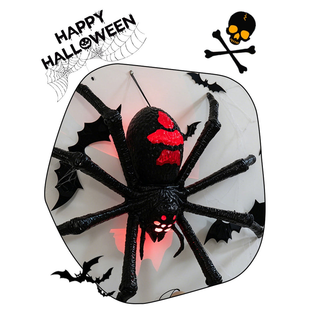 Outdoor Halloween Animatronics Decoration, Scary Black Spider with Lighted Eyes,Terrifying Sound for Yard,Patio,Haunted House,Sound & Motion Activated Hanging Giant Spider Props