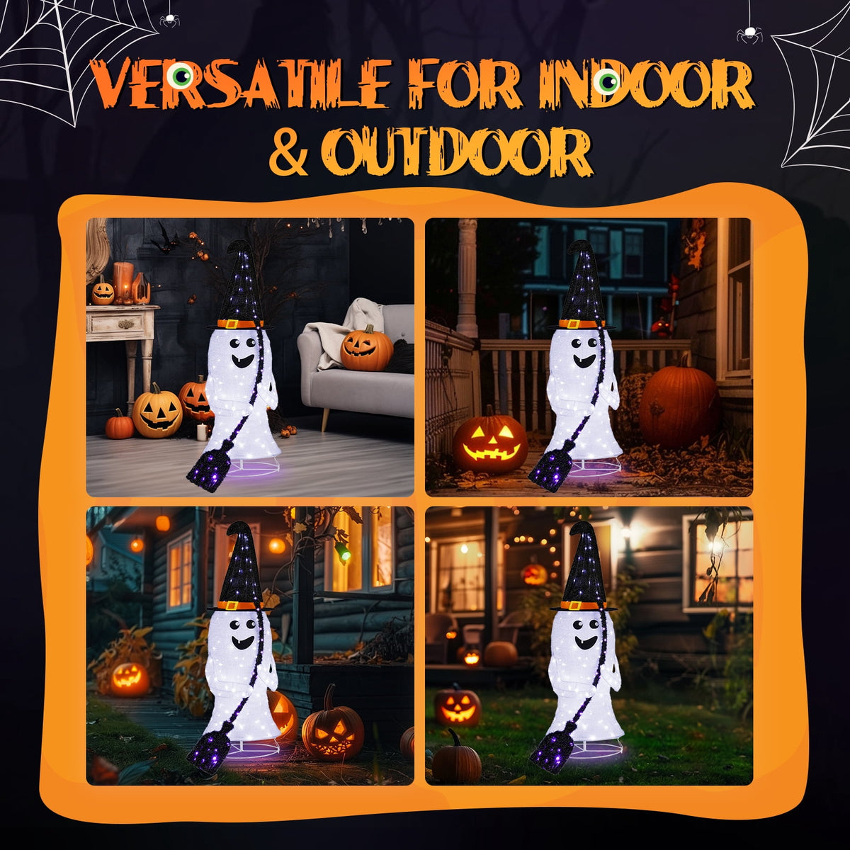 Zimtown 4 FT Halloween Outdoor Decor Halloween Ghost Lighted Halloween Yard Decoration for Party