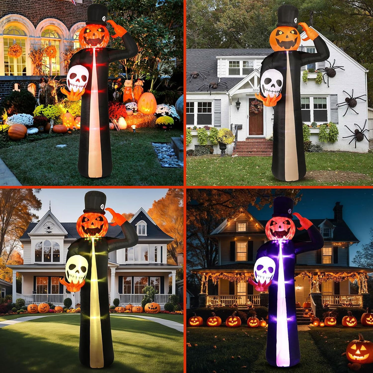 Novtech 10 FT Grim Reaper Halloween Inflatables, Pumpkin Head, Motion Activated Scream, 8 RGB Light Modes, Blow Up Outdoor Yard Decorations for Trick or Treat, Lawn Garden Party & Scary Haunted House