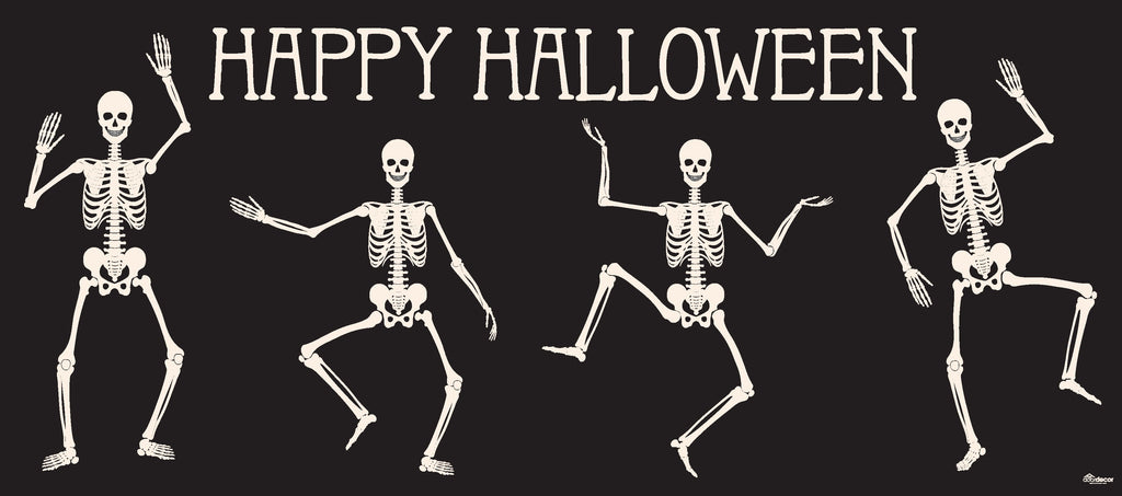 7' x 16' Skeletons Halloween Garage Door Banner - Lively & Spooky Double Garage Door Decorations