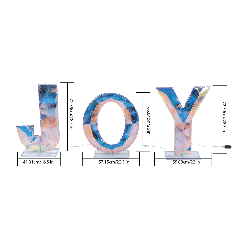 3 Piece Outdoor Xmas Decor Letters LED Lighted Prism Holiday Yard Decorations Metal PVC Lighted Patio Garden Decor