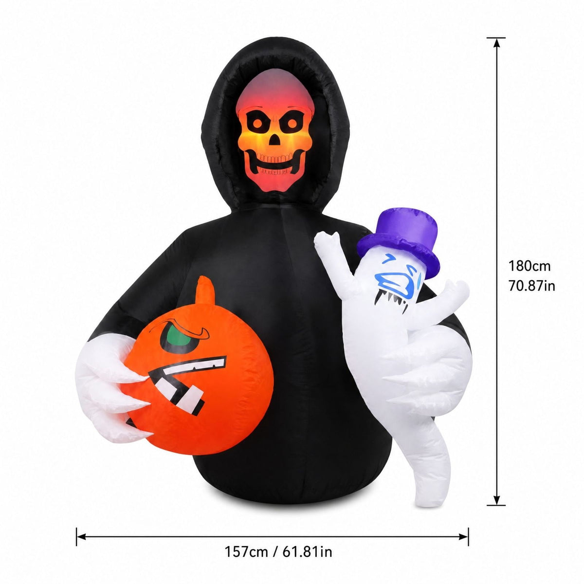 MInHoues 6 ft Halloween Inflatable Mold Ornament, Ghost Face Man Holding Pumpkin Decorative Molds, Polyester Spooky Yard Prop for Indoor Outdoor Holiday Party Home Decor