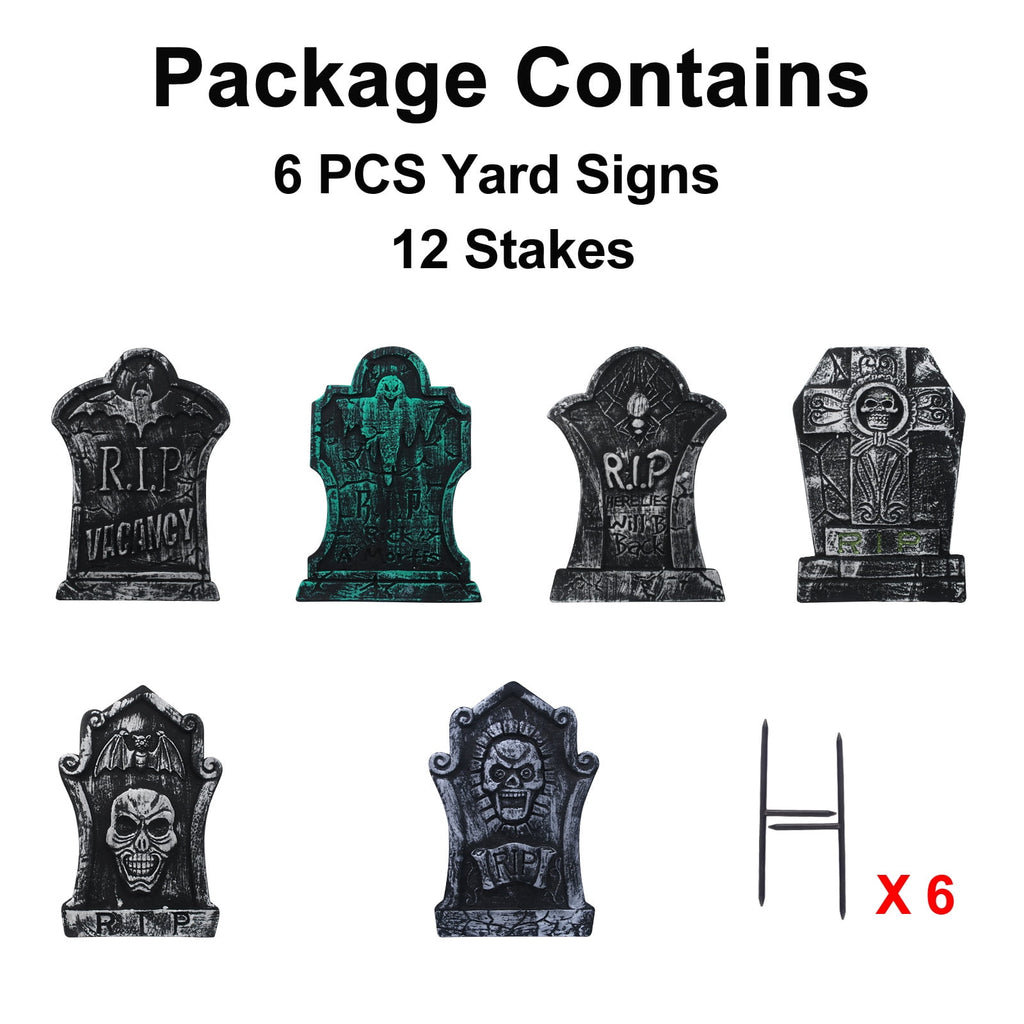 Halloween Foam RIP Graveyard Tombstones, 7Pack(3 x L-Size + 4 x XL-Size) Foam Tombstone for Halloween Party Outdoor Decorations