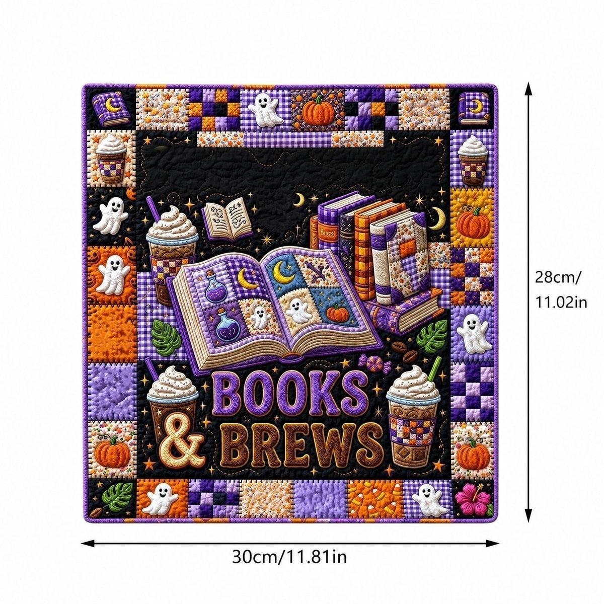Throw Blanket, Quilted Spooky Season Ghost Skeleton Black Cat Design, 1 Piece, Halloween Decor for Couch Bed Living Room