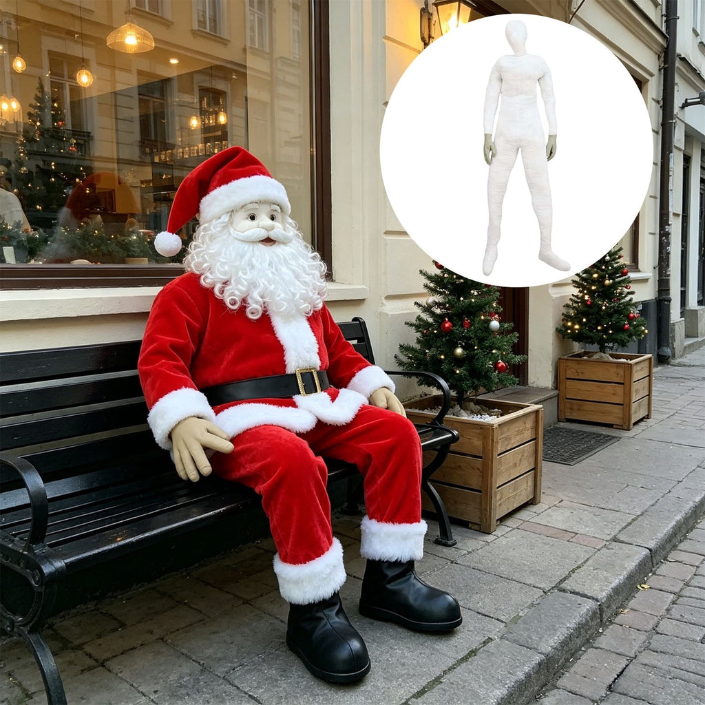 6FT Posable Dummy Mannequin Full Body Bendable Fabric Form Holiday Santa Halloween Decor Prop