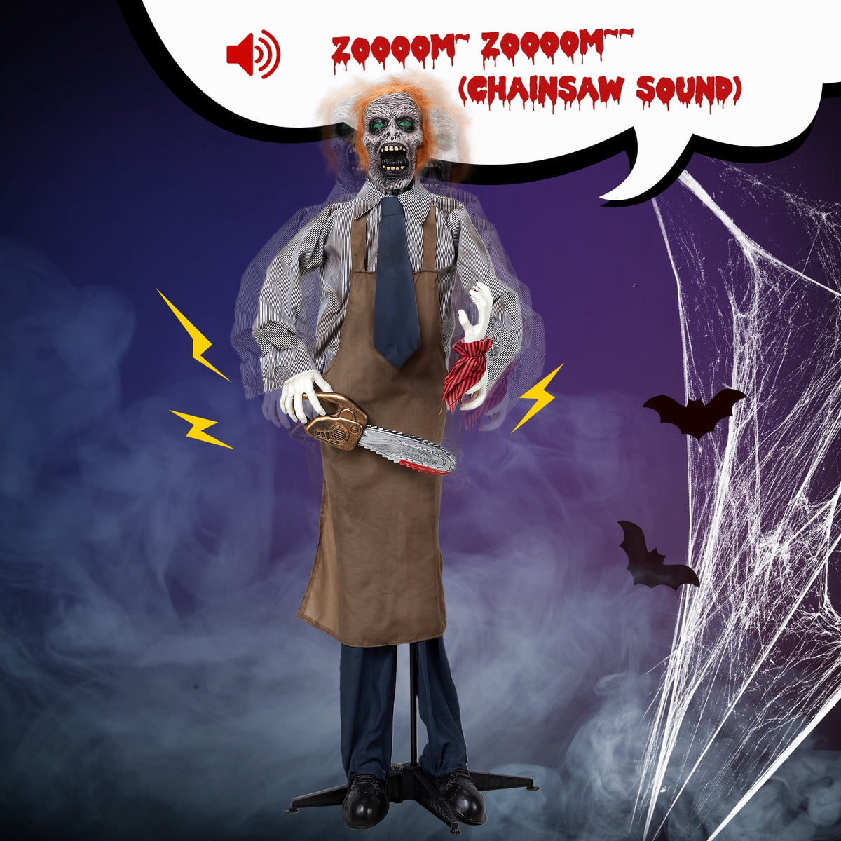 Zimtown 5.7FT Halloween Animatronic Chainsaw Man The Sound Activated Halloween Prop
