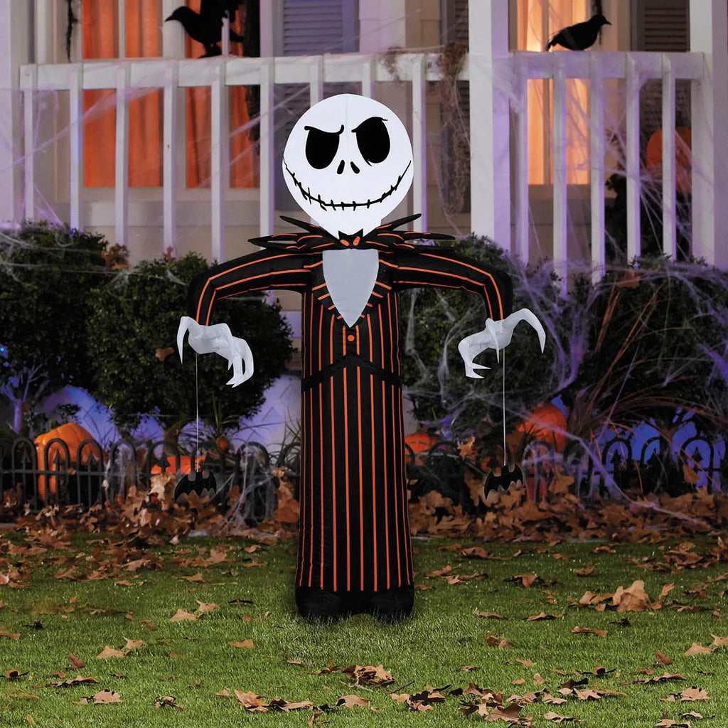 Disney Jack Skellington Small Inflatable Halloween Decoration - Black and Orange Pinstripe Outfit