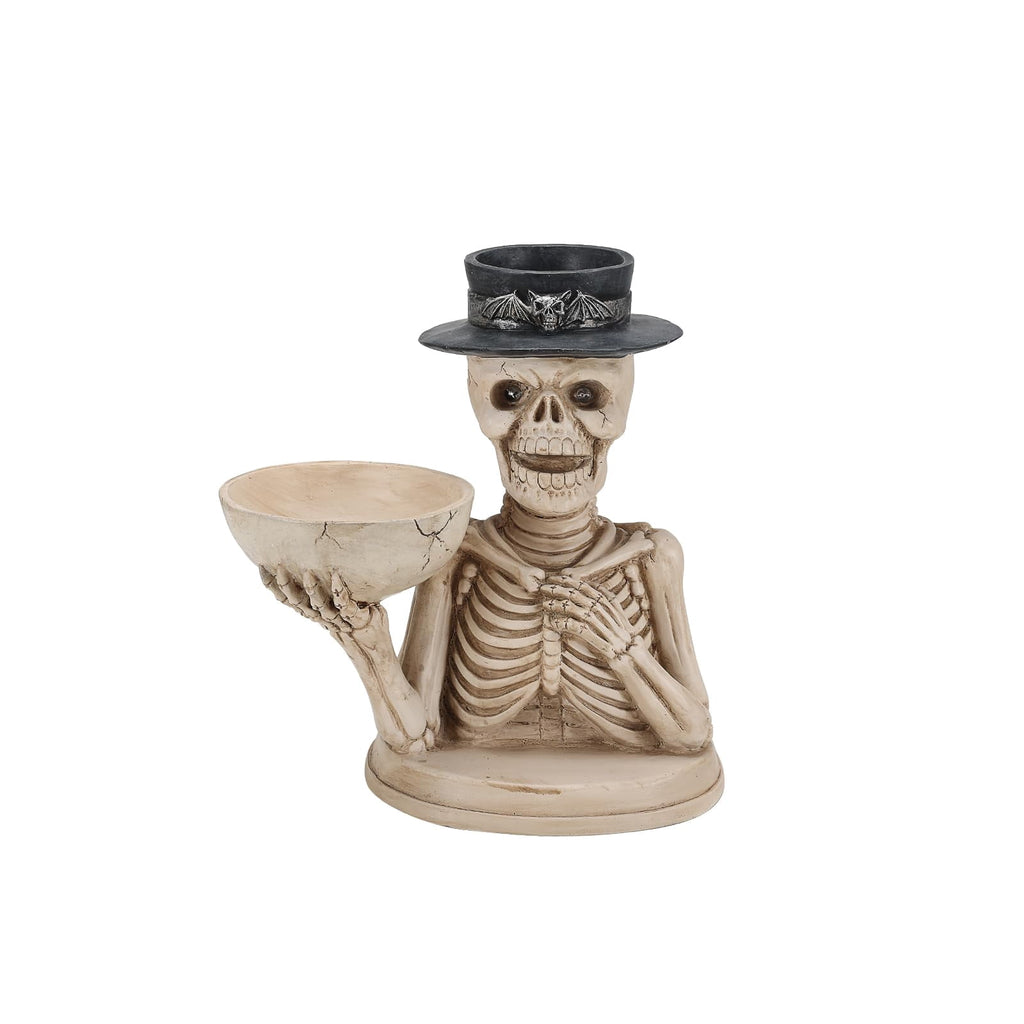Halloween Ghost Statue with LED Glowing Eyes, Resin Ghost Figurine Tabletop Decor for Indoor Home, Mantel, Shelf, Entryway and Halloween Party Display