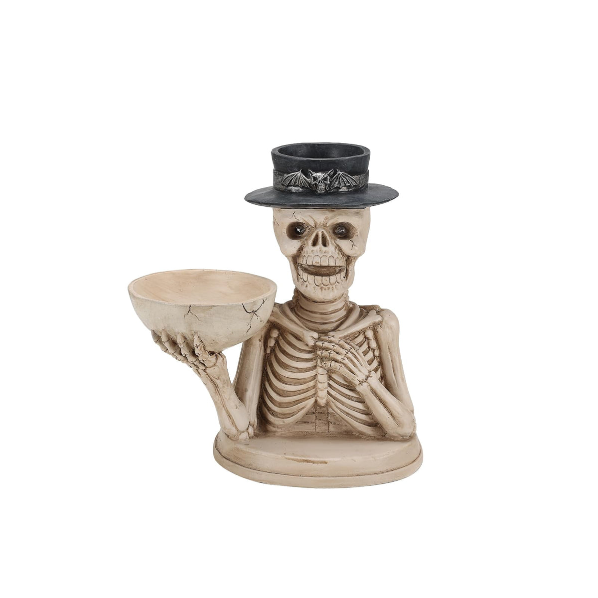 Halloween Ghost Statue with LED Glowing Eyes, Resin Ghost Figurine Tabletop Decor for Indoor Home, Mantel, Shelf, Entryway and Halloween Party Display