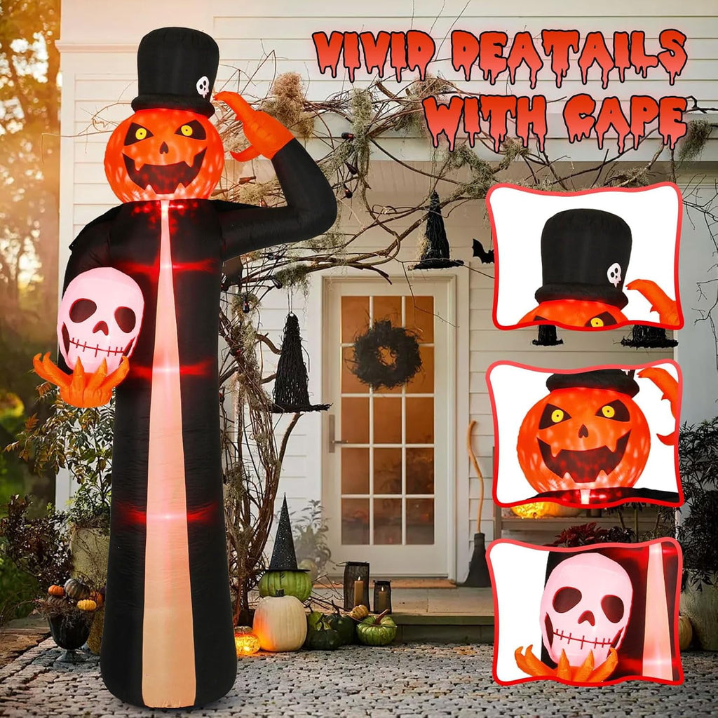 Novtech 10 FT Grim Reaper Halloween Inflatables, Pumpkin Head, Motion Activated Scream, 8 RGB Light Modes, Blow Up Outdoor Yard Decorations for Trick or Treat, Lawn Garden Party & Scary Haunted House