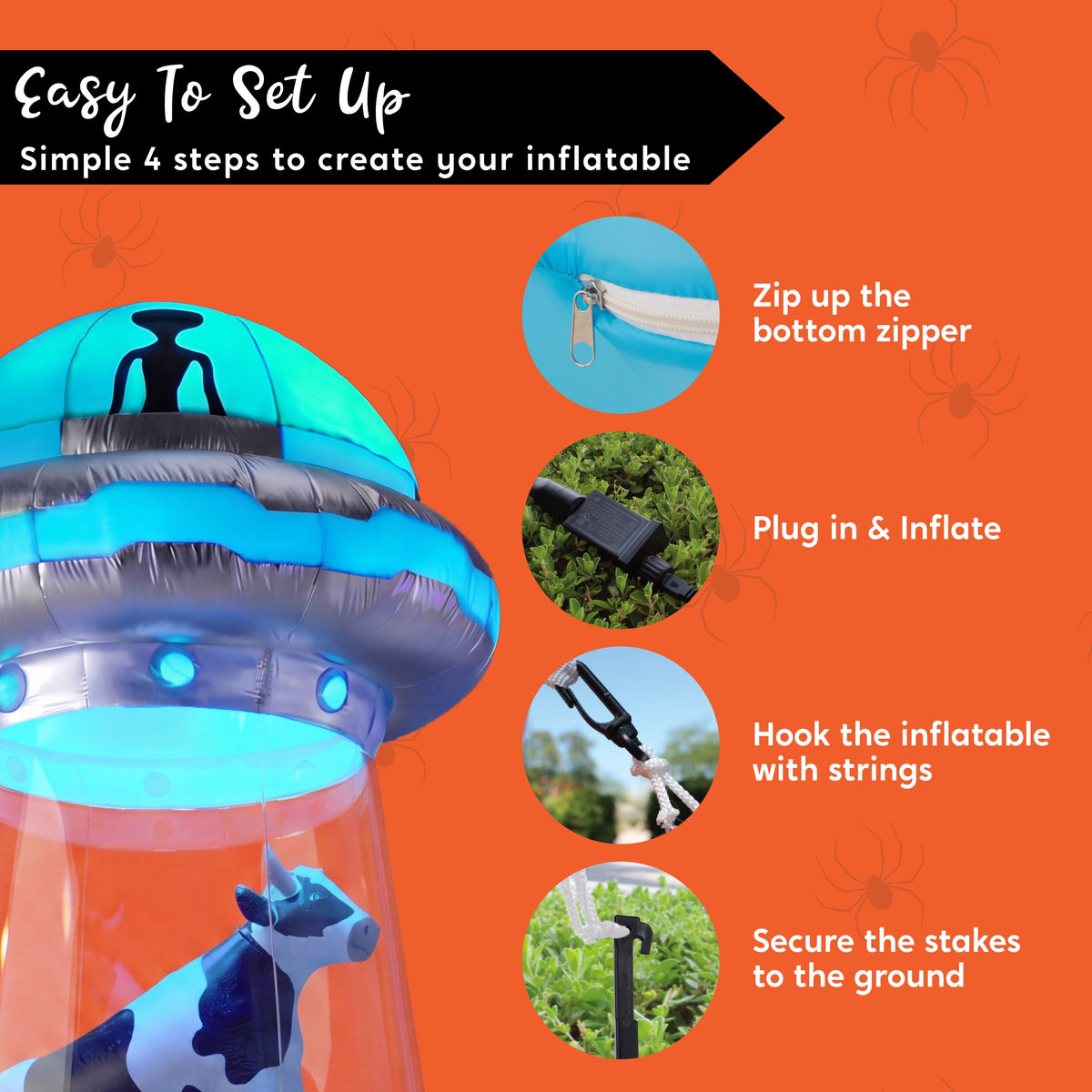 Joyfy 9 ft Halloween Inflatable UFO Alien Decoration with Built-in LEDs,UFO Halloween Decorations Outdoor Blow Up Yard Lawn Decoration