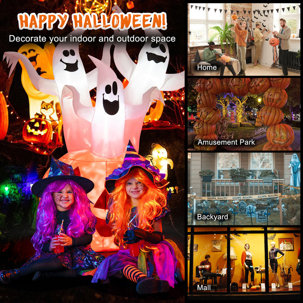 Gymax 6' Halloween Ghost Blow Up Yard Pumpkin Decor w/ Built-in LED & Blower