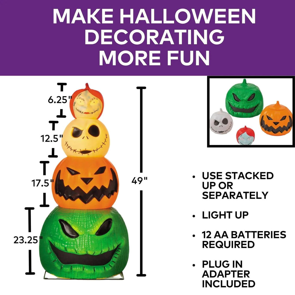 Seasons Large Light Up Pumpkin Stack Halloween - Orange