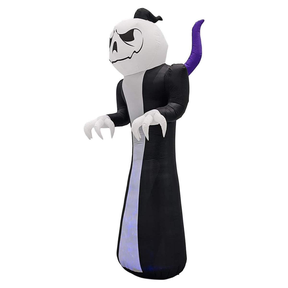12FT Inflatable Grim Reaper with Jack-O-Lantern Pumpkin Head 3-Color Flame LED Halloween Yard Decor