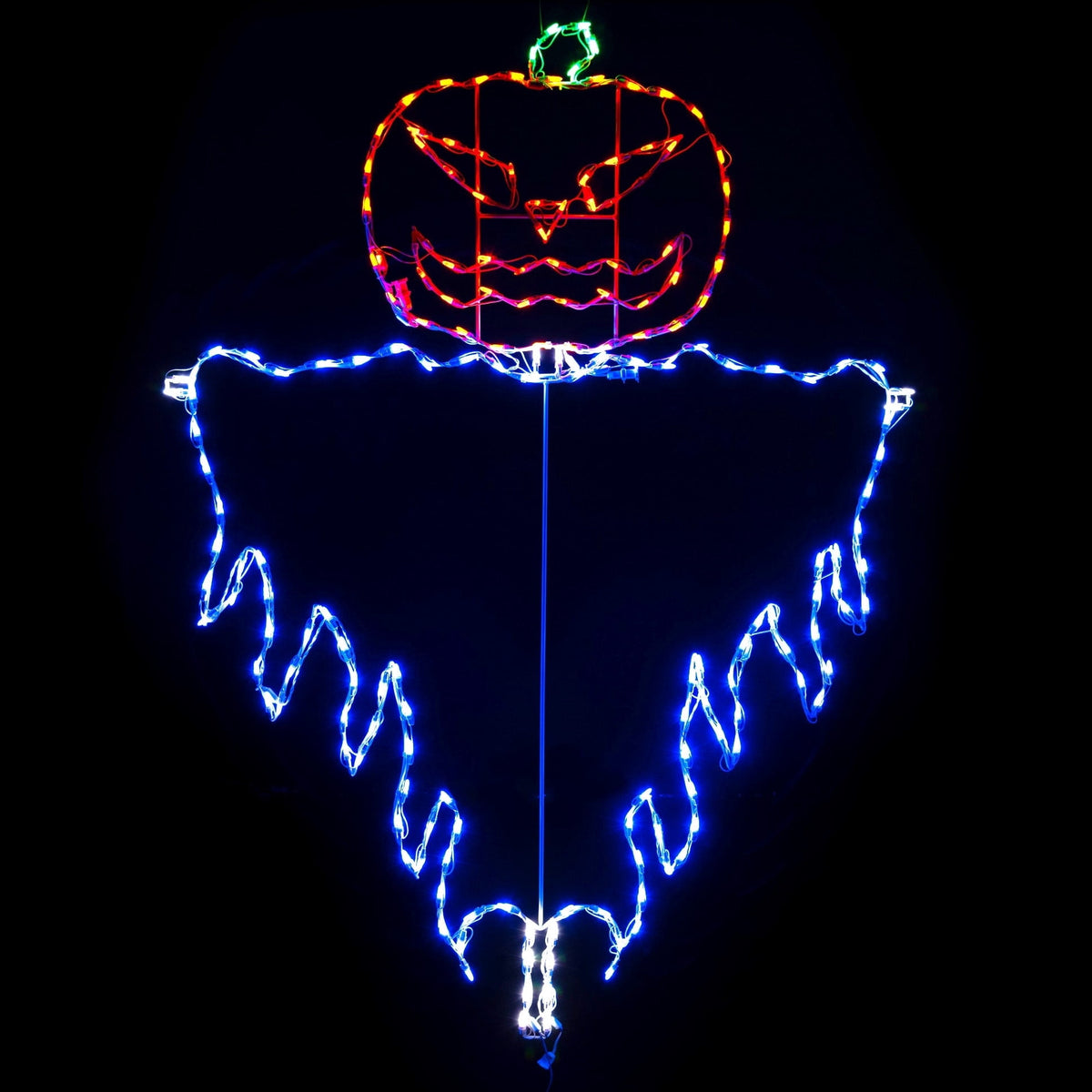 HOLIDYNAMICS LED Jack o Lantern Evil Scarecrow Decoration, Halloween, Scarecrow, White, 72 Inch, 1 Count