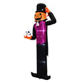 12FT Halloween Inflatable Pumpkin Man Holding Skull Outdoor Decor with Built-in LED Lights Waterproof Polyester Blow Up Yard Ornament