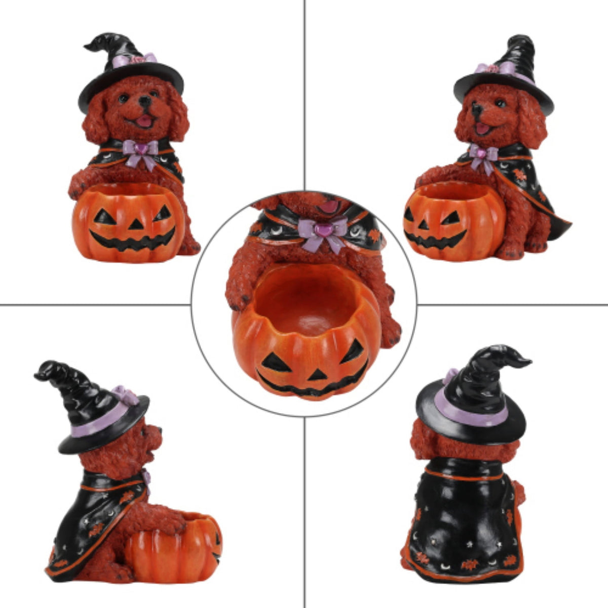 SpookHaven Halloween Jack‑O‑Lantern Pumpkin Mist Sprayer Figurine, LED Light‑Up Fogger with Witch Hat & Skull Decoration, Spooky Ornament for Tabletop Entryway Halloween Party Home Decor