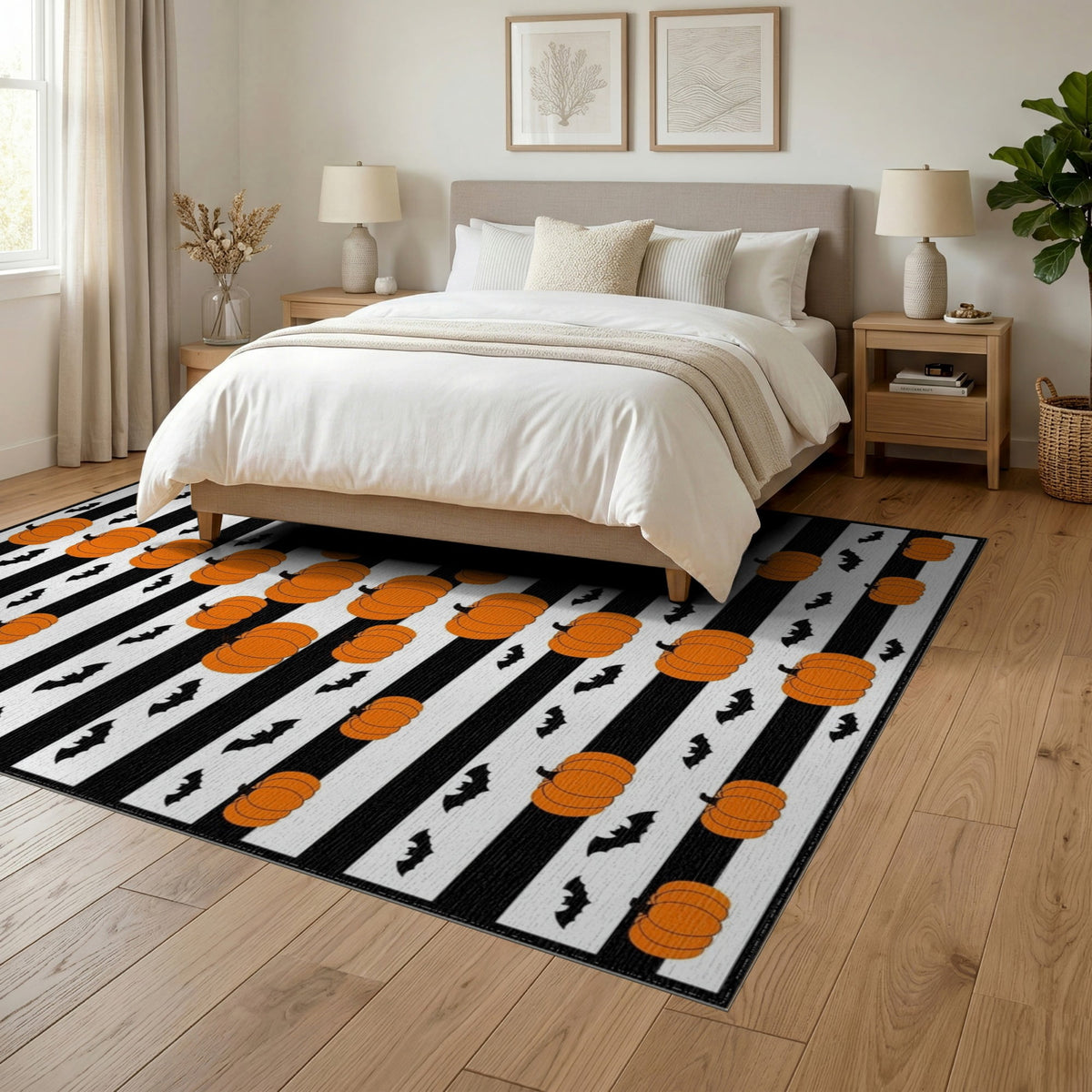 ODIKA Halloween Spooky Harvest Striped Welcome Ghosts Fallc Door Doormat Stain Resistant Low Profile for Dorm Room, Small Living Apartment