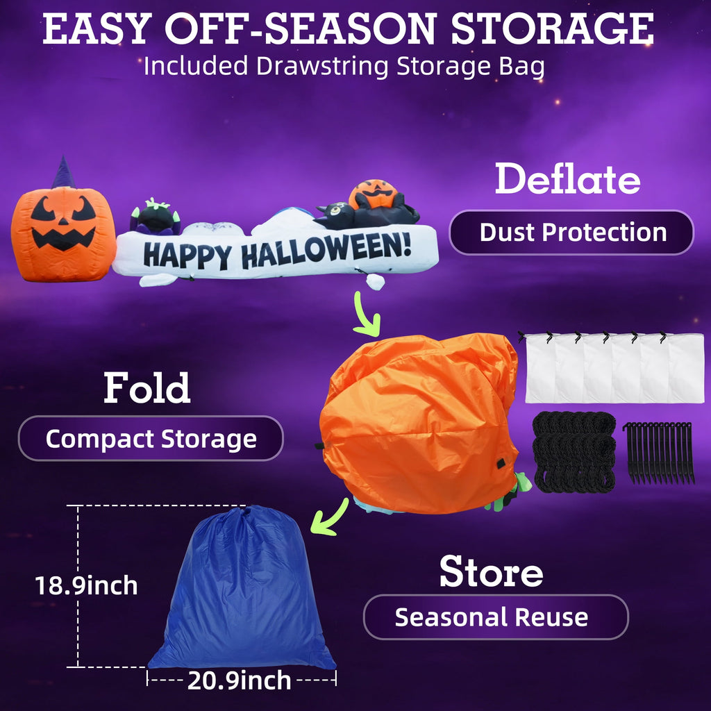 BSHAPPLUS® 9 ft Halloween Pumpkin UFO Inflatable,Walk-in Inflatable Yard Decor with Levitating Cow,Built-in LED Lights,Outdoor Blow up Decor for Lawn Garden Party,19.7ft Extra-Long Power Cord
