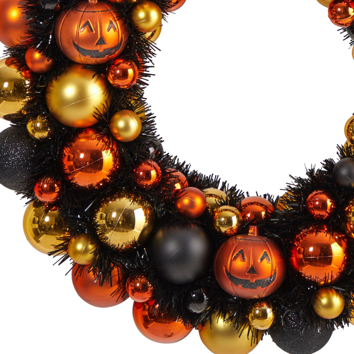 Nearly Natural 30in. Halloween Shatterproof Jack-o'-lantern Pumpkin Ornament Wreath