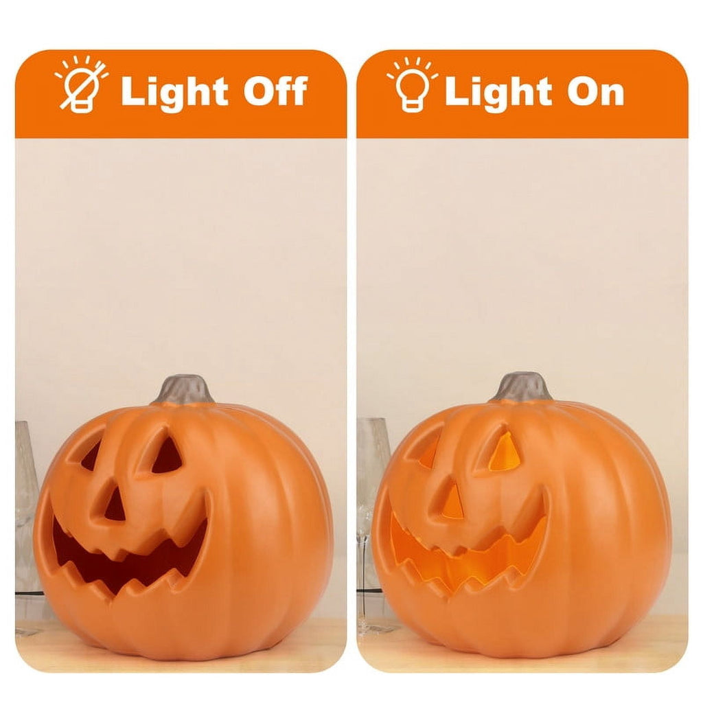 DUNCHATY LED Halloween Pumpkin Lights Set of 2, LED Pumpkin Decorations, Halloween Decor for Outdoor, Garden & Window (20"+21")