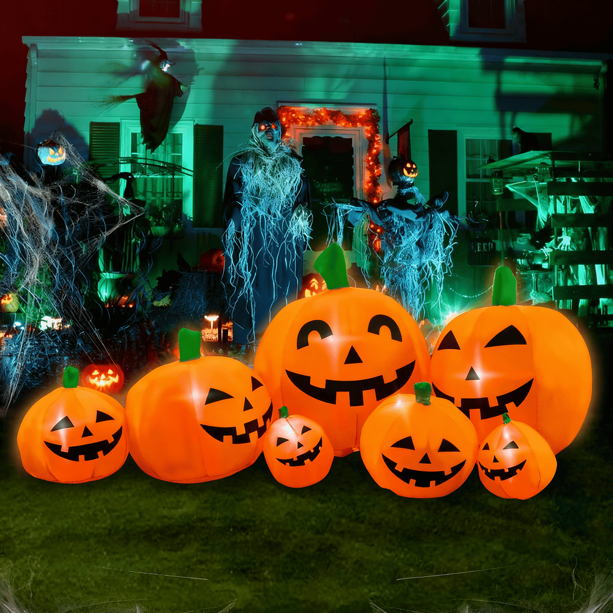 Halloween Inflatable Decoration with Built-in LED Lights for Yard Display