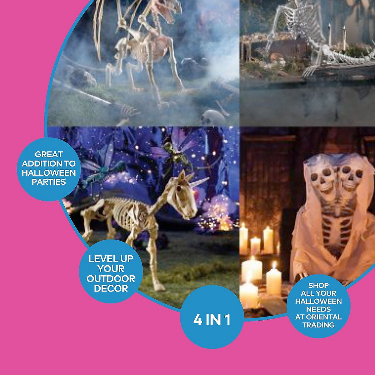 Halloween Mythical Skeleton Decorating Kit, Home Decor, Halloween, 4 Pieces