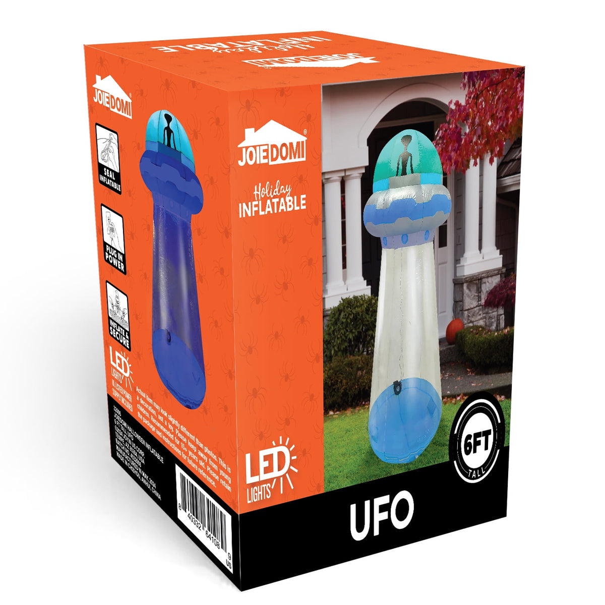 Joyfy 9 ft Halloween Inflatable UFO Alien Decoration with Built-in LEDs,UFO Halloween Decorations Outdoor Blow Up Yard Lawn Decoration