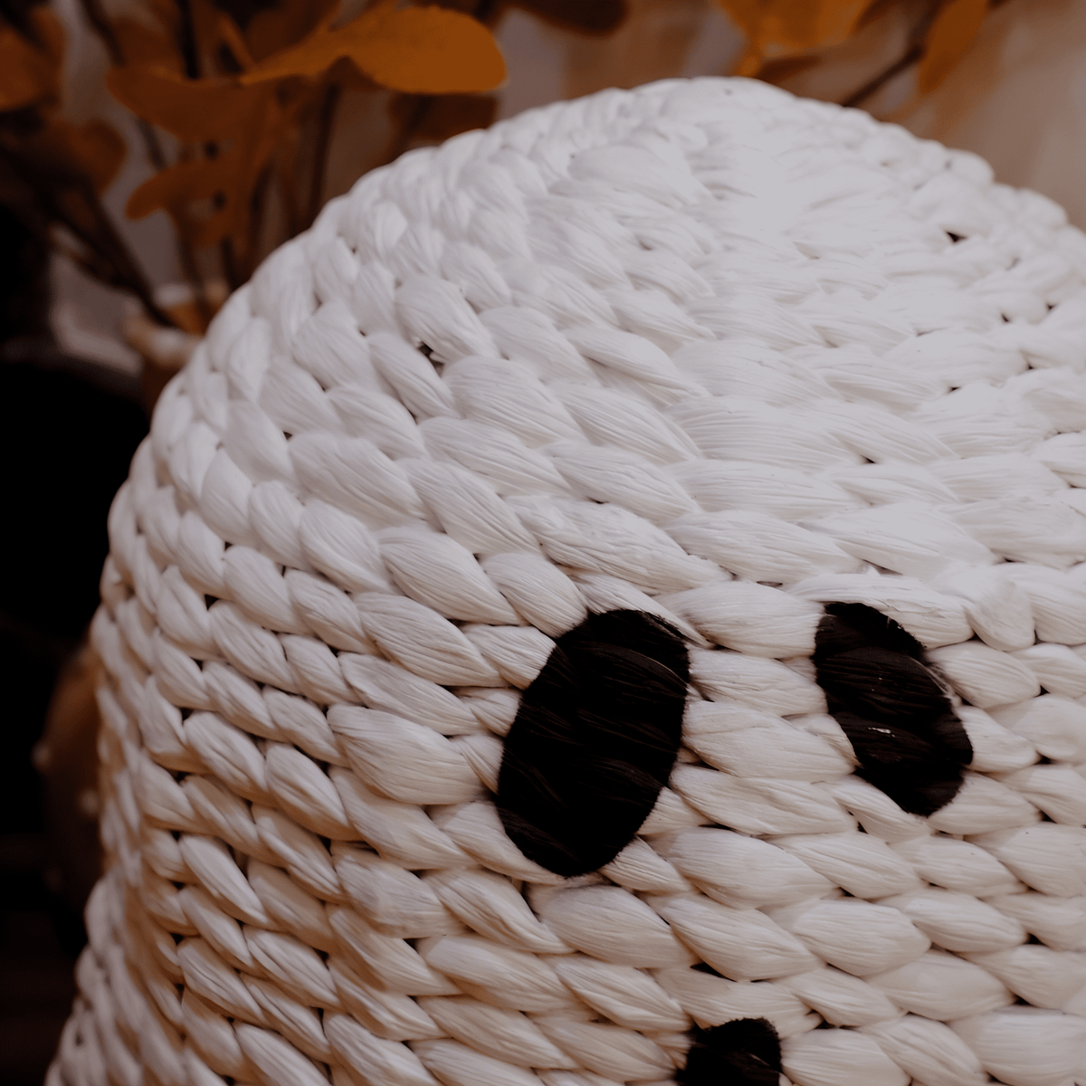 Set of 2 Handwoven White Ghost-Shaped Decorative Accents – Halloween Tabletop Décor