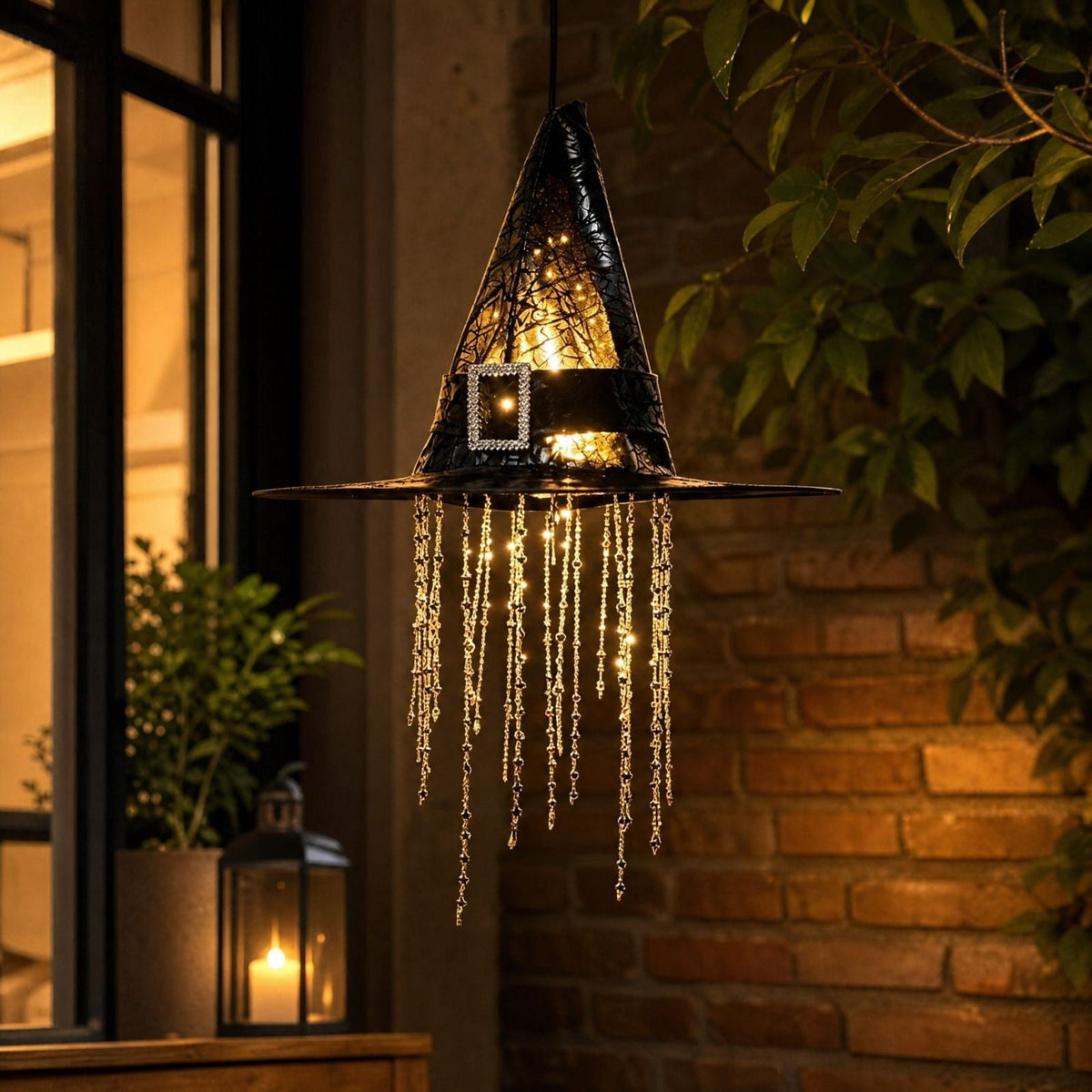 Clearance Witch Hat Halloween Light, LED Hanging Witch Hat Decoration,Battery Operated Spooky Lamp for Indoor Outdoor Party, Porch, Mantel Decor