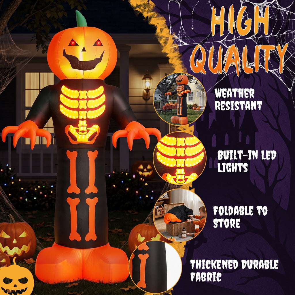 Ktaxon 12' Halloween Inflatables Pumpkin Skeleton Man Outdoor Halloween Decoration,Built-In LED