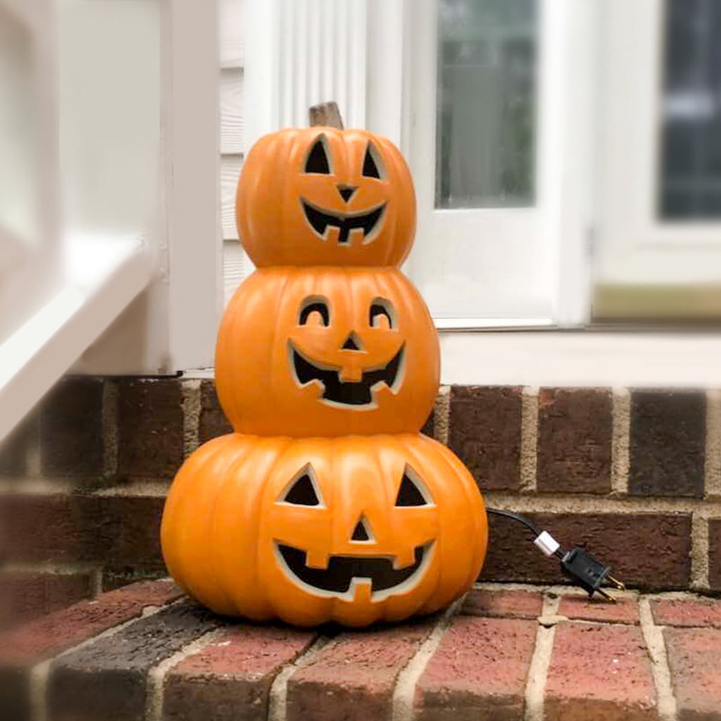 4Pack LED Lighted Jack O Lantern Indoor Outdoor Halloween Large Pumpkin Lantern Decoration