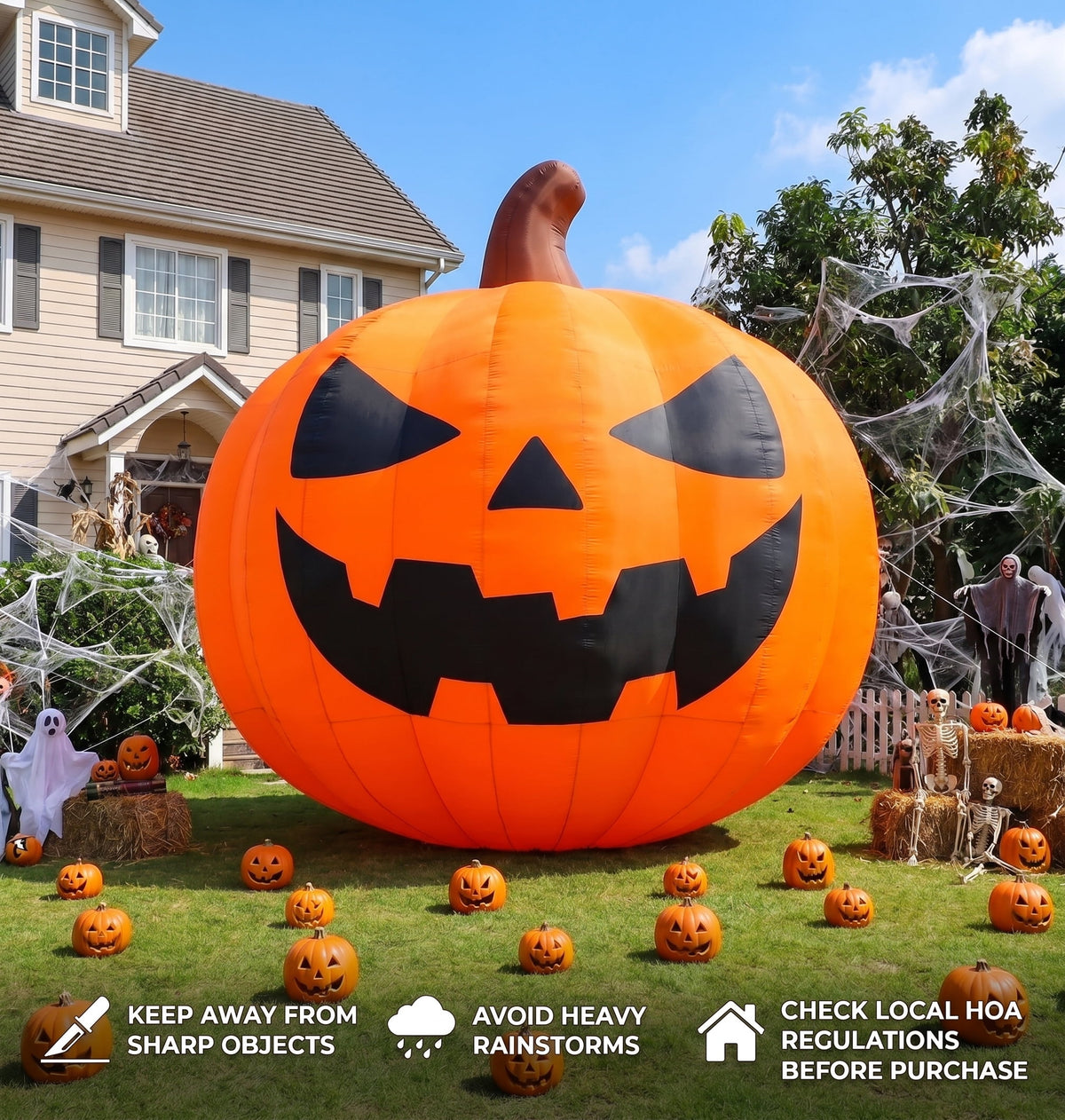 BPMIO 20FT Halloween Giant Inflatable Pumpkin Outdoor Yard Decoration with 550W Blower, 420D Oxford UL-Certified LED Light for Garden Commercial Party