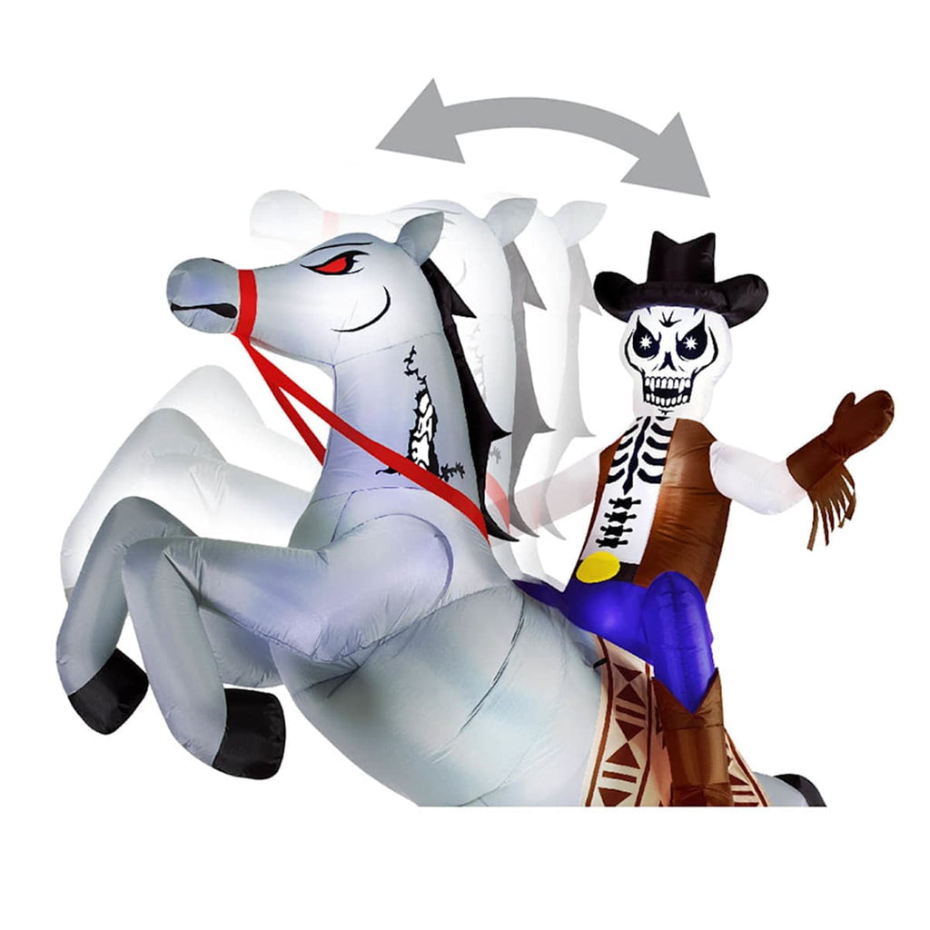 9ft Animated Cowboy Skeleton On Horse Halloween Inflatable