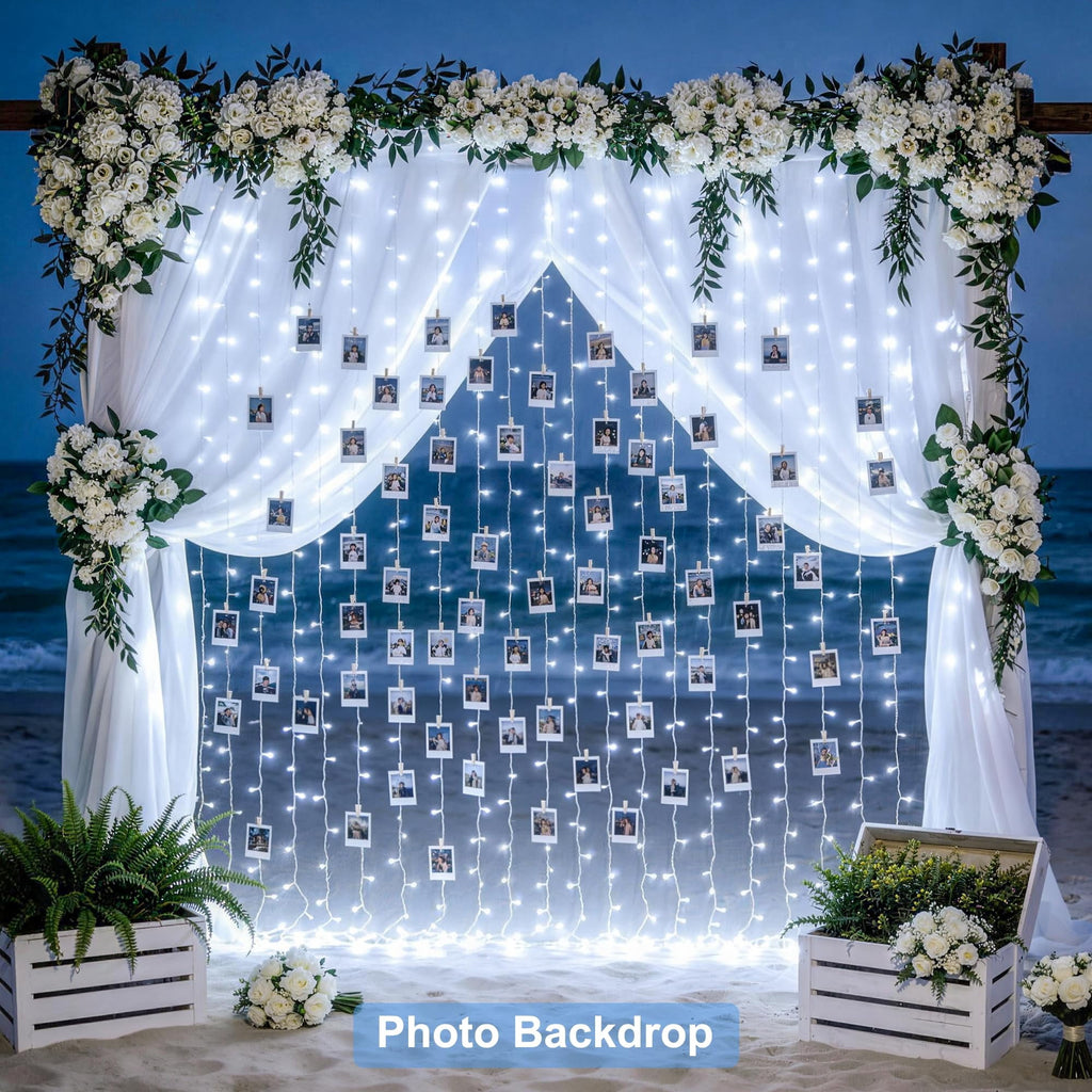 9.5x29.5ft Curtain Lights 900 LED White Indoor Outdoor Decor