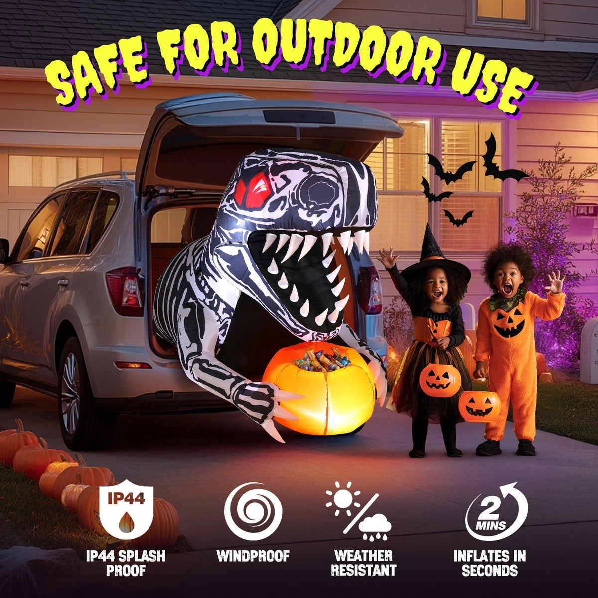 Ayieyill Halloween Inflatables Decorations Skeleton and Dog, Halloween Blow ups Yard Decorations Outdoor for Garden Lawn