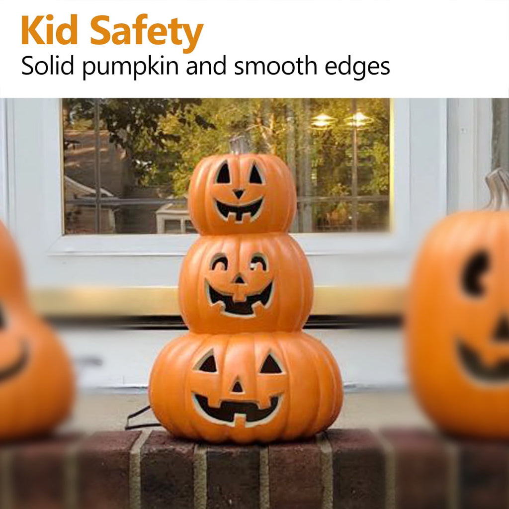 4Pack LED Lighted Jack O Lantern Indoor Outdoor Halloween Large Pumpkin Lantern Decoration