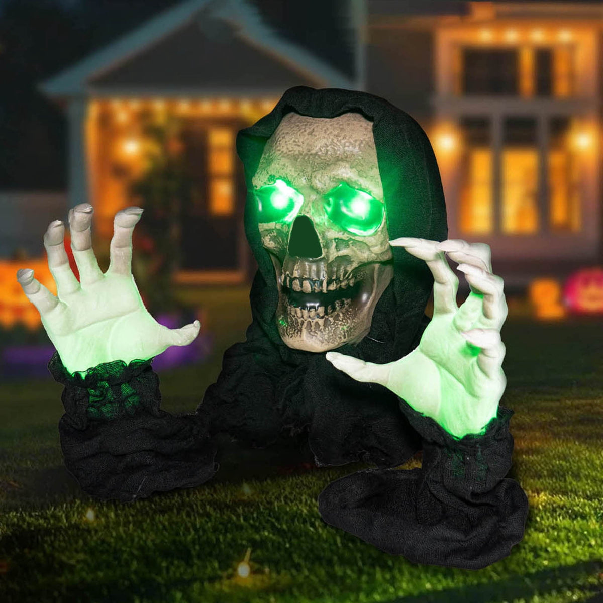 Halloween Skeleton Garden Stake Glowing Skull Yard Decor Outdoor Cemetery Prop