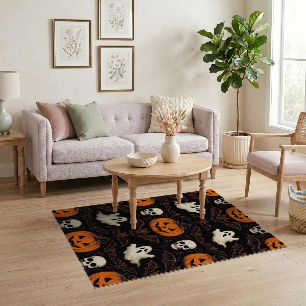ODIKA Halloween October Phantom Gourd Flying Creature Fiber Doormat Stain Resistant Low Profile for Dorm Room, Small Living Apartment