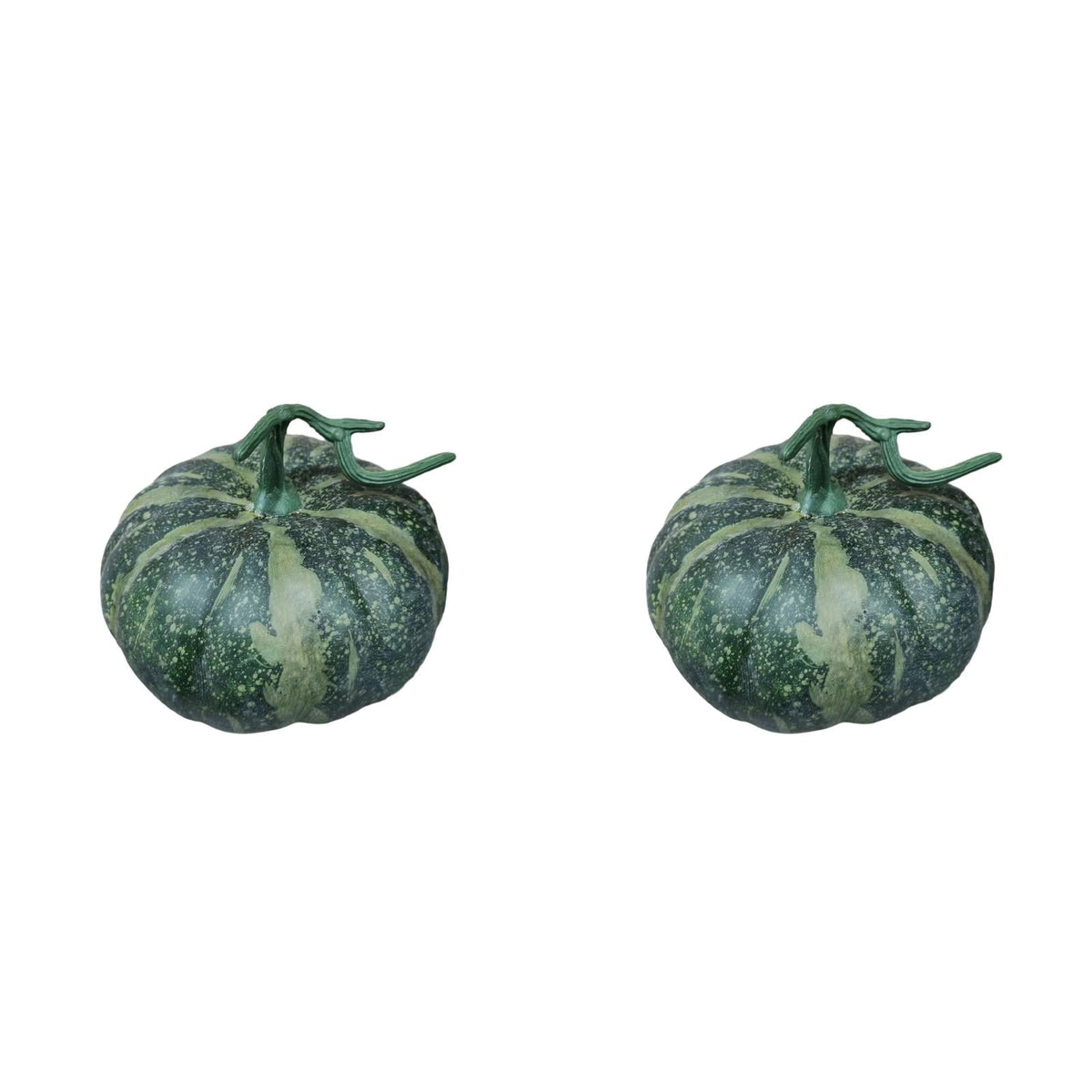 13.7" Halloween Foam Pumpkin Decorations, 2 Pack Artificial Pumpkins for Table Mantel Shelf Display, Fall Autumn Home Decor for Thanksgiving Party (Green)
