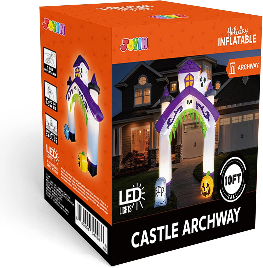 Joyfy 8 ft Halloween Inflatable Pumpkin Archway Outdoor Decoration,Blow Up Arch Decor for Yard with Build-in LED Lights for Yard,Garden & Party