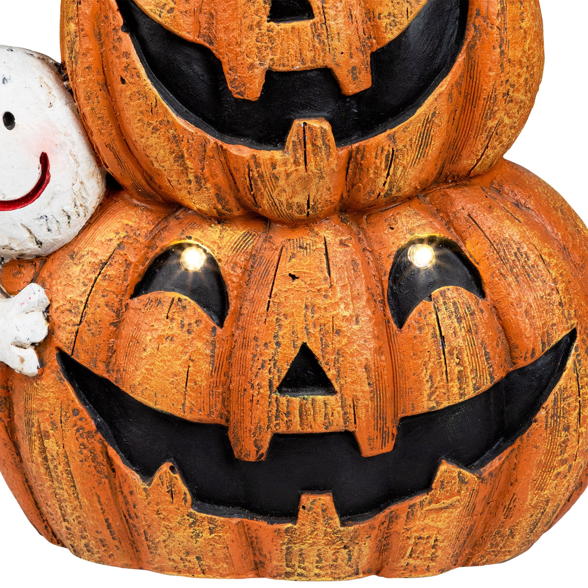Northlight Lighted Stacked Jack-O-Lanterns with Ghost and Black Cat Halloween Decoration - 20" - LED