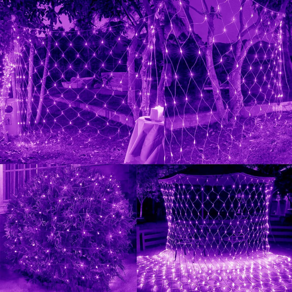 Garden Net Lights Battery Operated 4x6M 672LED Waterproof Net Mesh String Lights 8 Modes Fairy Lights for Indoor Outdoor Christmas Tree Bush Garden Backyard Décor