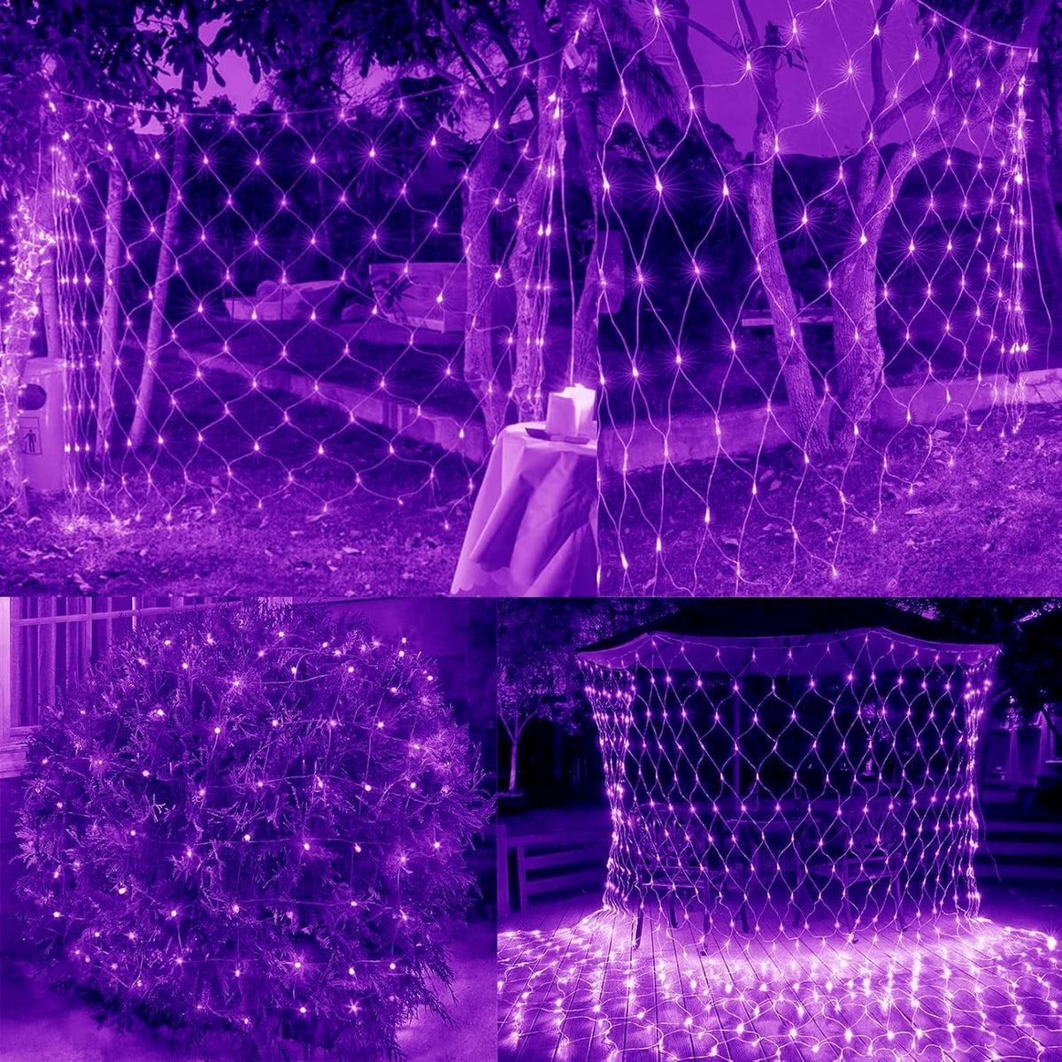 Garden Net Lights Battery Operated 4x6M 672LED Waterproof Net Mesh String Lights 8 Modes Fairy Lights for Indoor Outdoor Christmas Tree Bush Garden Backyard Décor