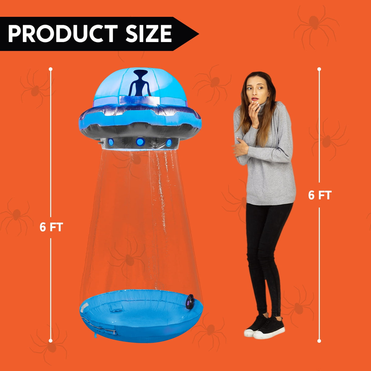 Joyfy 9 ft Halloween Inflatable UFO Alien Decoration with Built-in LEDs,UFO Halloween Decorations Outdoor Blow Up Yard Lawn Decoration