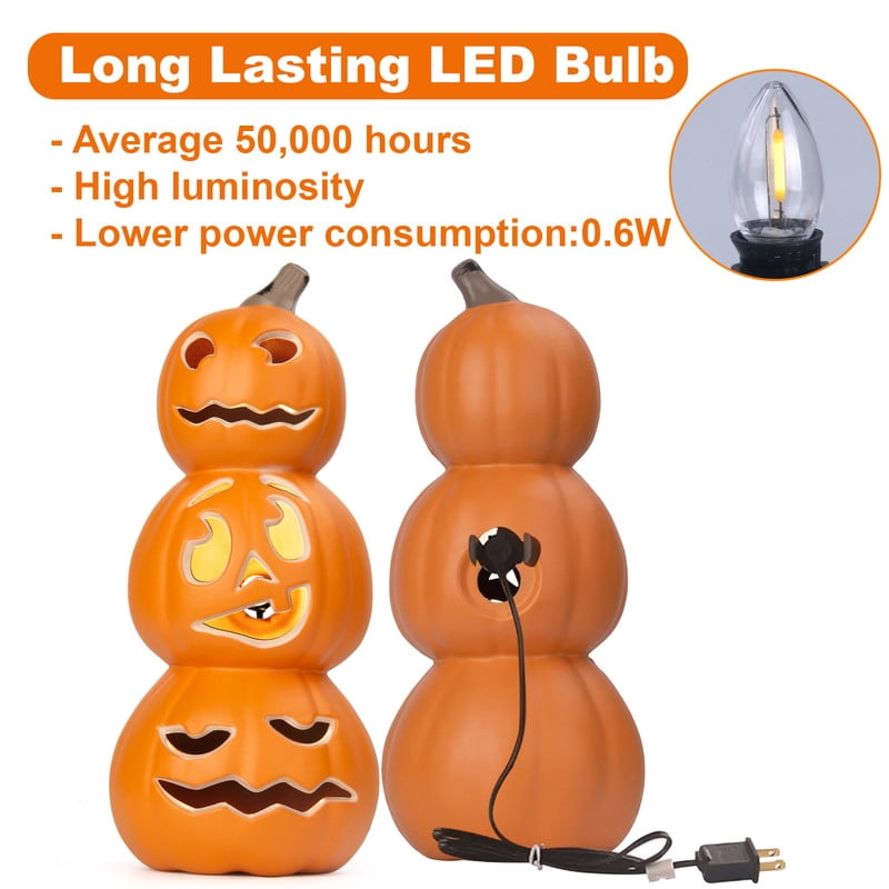 DUNCHATY 21" LED Pumpkin Light, Extra Large Angry Jack O' Lantern Halloween Decor for Outdoor Yard - Furious Face