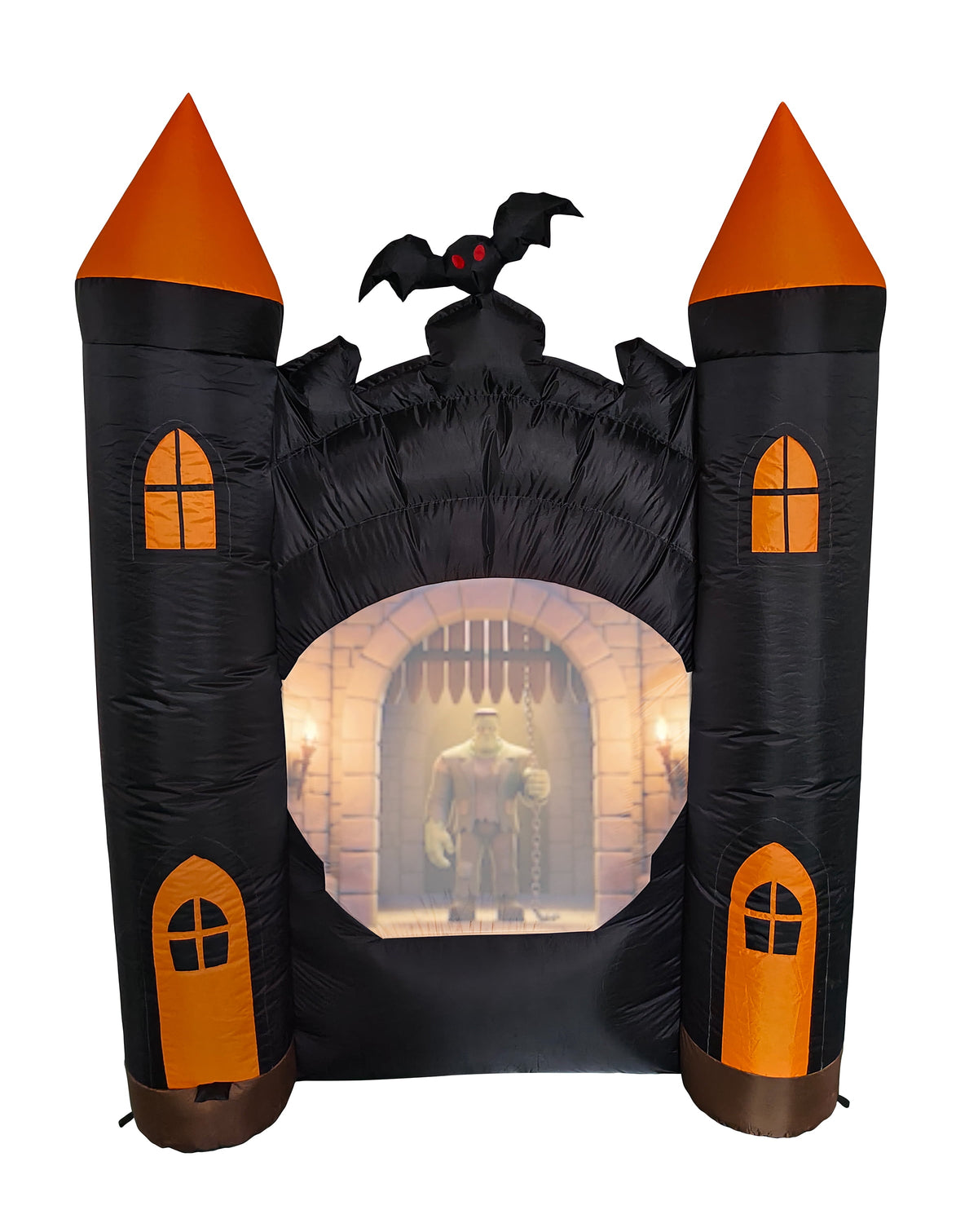 7 Ft Inflatable Haunted Castle with Built in Video Projector & Speaker, 63 Minutes of Halloween Animations & Spooky Music, Self Inflating Outdoor Halloween Yard Decoration