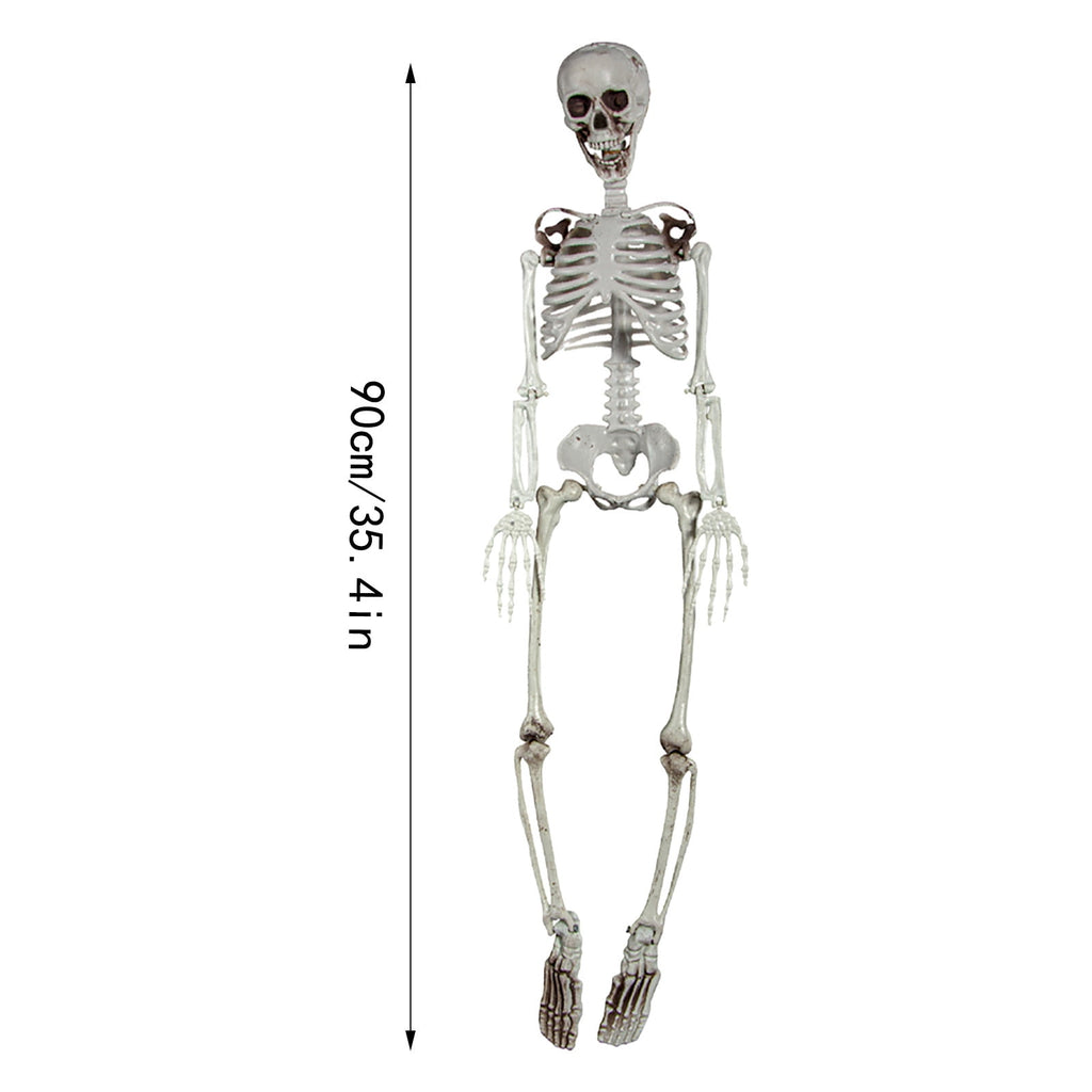 2Pcs 90Cm Human Skeleton Ornament Halloween Party Bar Props Halloween Full Body Skeleton Props Realistic Human Bones With Movable Joints For Halloween Part Event Party